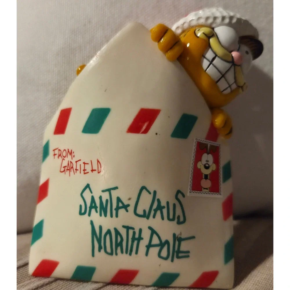Vintage 1981 Garfield Santa Claus North‎ Pole Envelope Christmas Ornament Odie